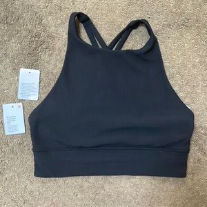 Lululemon energy bra high neck long line (size 6) ribbed